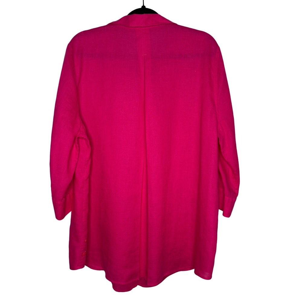 NWOT Chicos No Iron 100% Linen Pink Shirt Blouse Top 3/4 Sleeve Sz 3 (16/18) XL - Picture 3 of 7